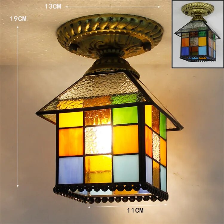 Plafonnier Led en verre créatif moderne avec ampoule 7W E27