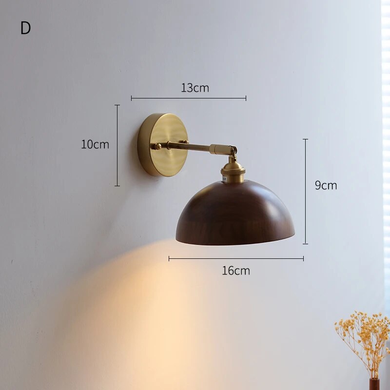 Applique murale en bois avec chaîne à tirer
