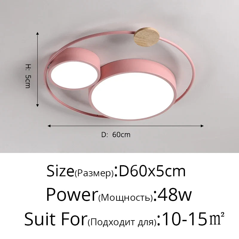 plafonnier led nordique en bois acrylique décoration ronde macaron