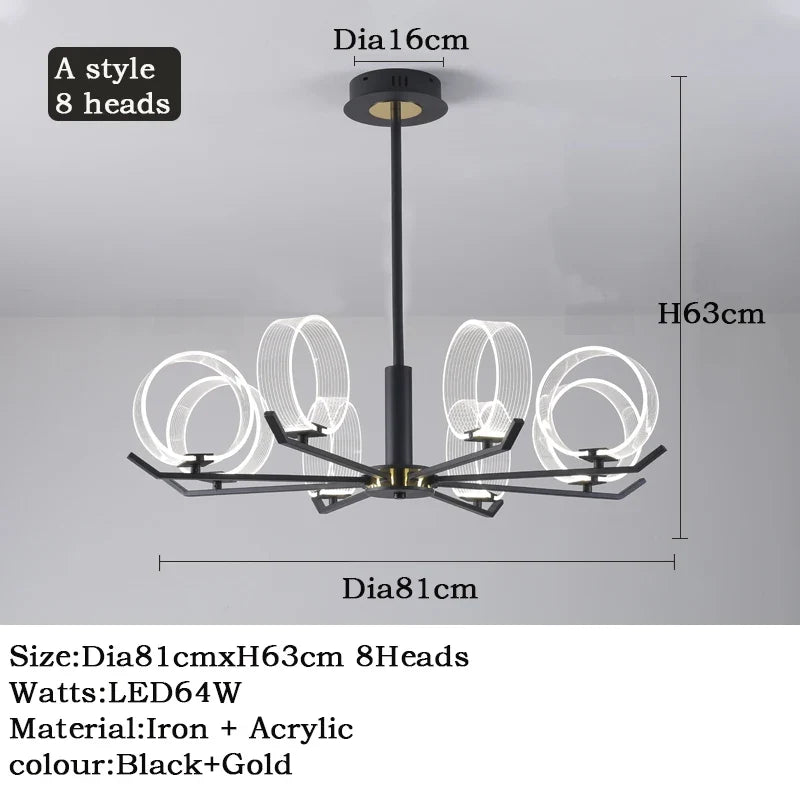 lustre industriel acrylique led pour éclairage intérieur décoratif