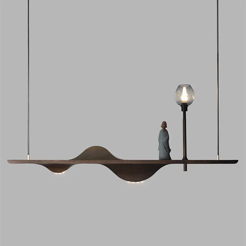 suspension en bois massif style moderne zen pour éclairage créatif