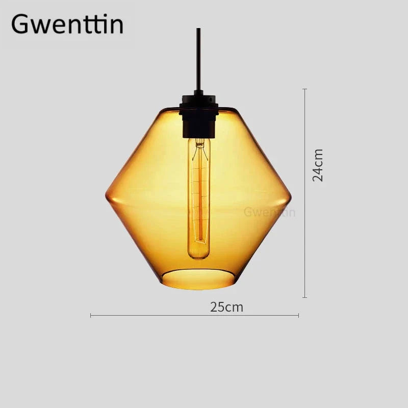 suspension moderne en verre teinté pour décoration intérieure