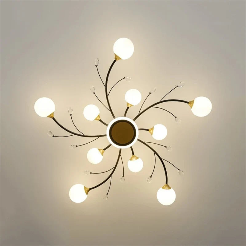 plafonnier moderne en verre de cristal vintage avec éclairage led