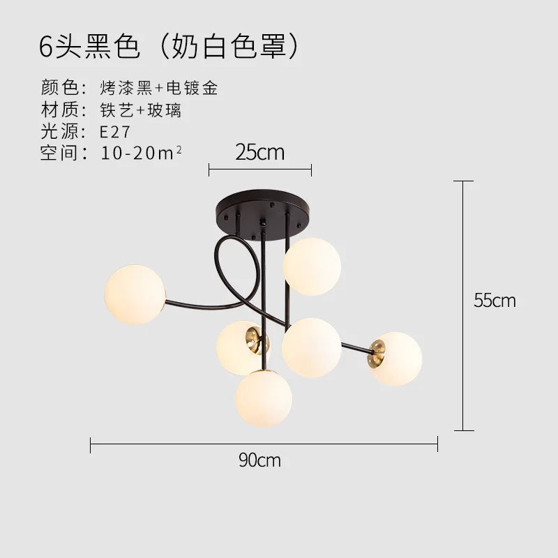 plafonnier boule de verre créatif et élégant pour intérieur