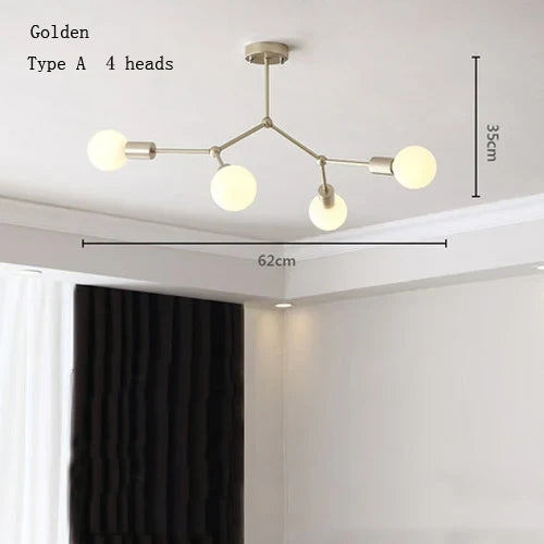 lustre moderne à plusieurs têtes pour intérieur créatif