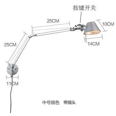 applique murale led moderne à bras long pliable et réglable pour lecture