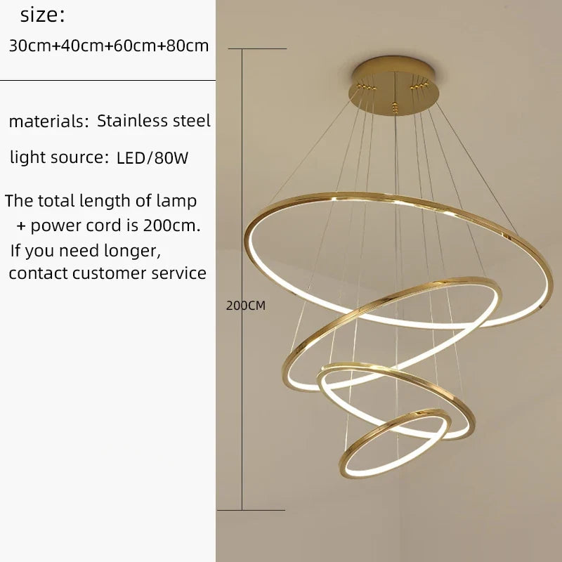 lustre nordique cercle doré éclairage intérieur décoratif