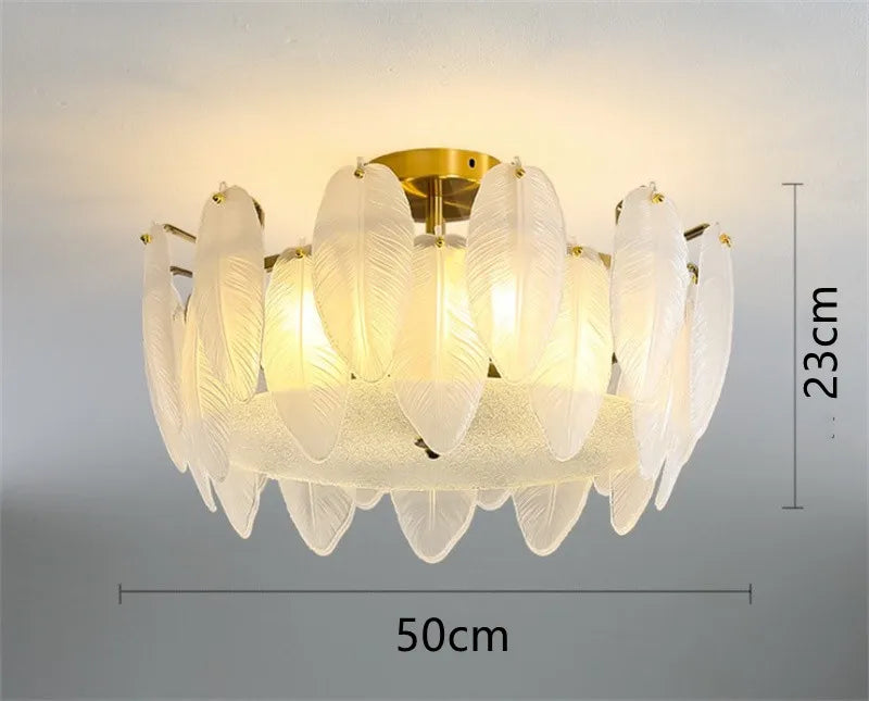 lustre moderne en verre en forme de plume d'oie éclairage suspendu