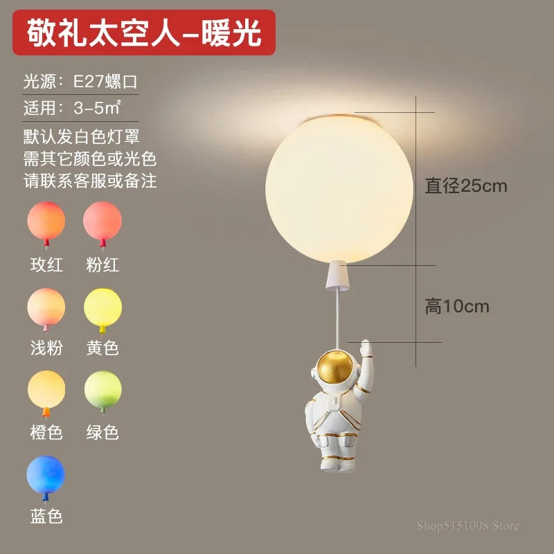 plafonnier led nordique créatif astronaute ballon pour enfants