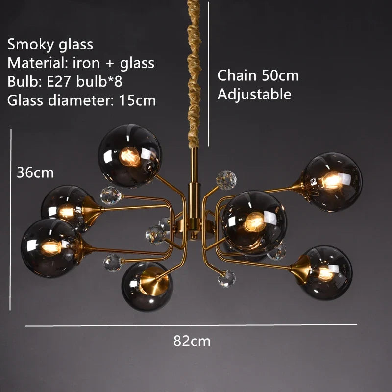 suspension nordique en verre transparent pour intérieur réglable