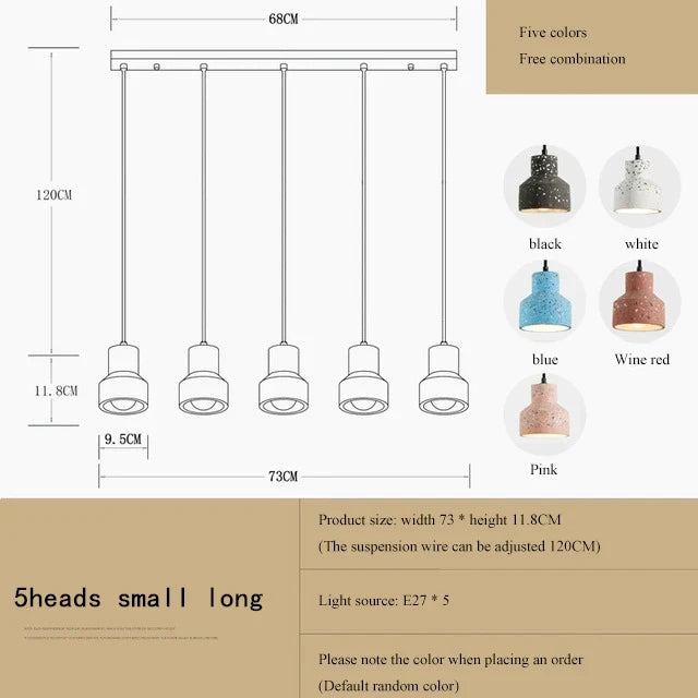 suspension moderne en terrazzo design nordique plusieurs couleurs led