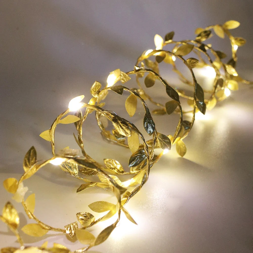 guirlande lumineuse à feuilles artificielles pour décorations festives