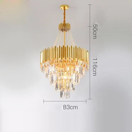 lustre en cristal design art déco en acier inoxydable avec éclairage led