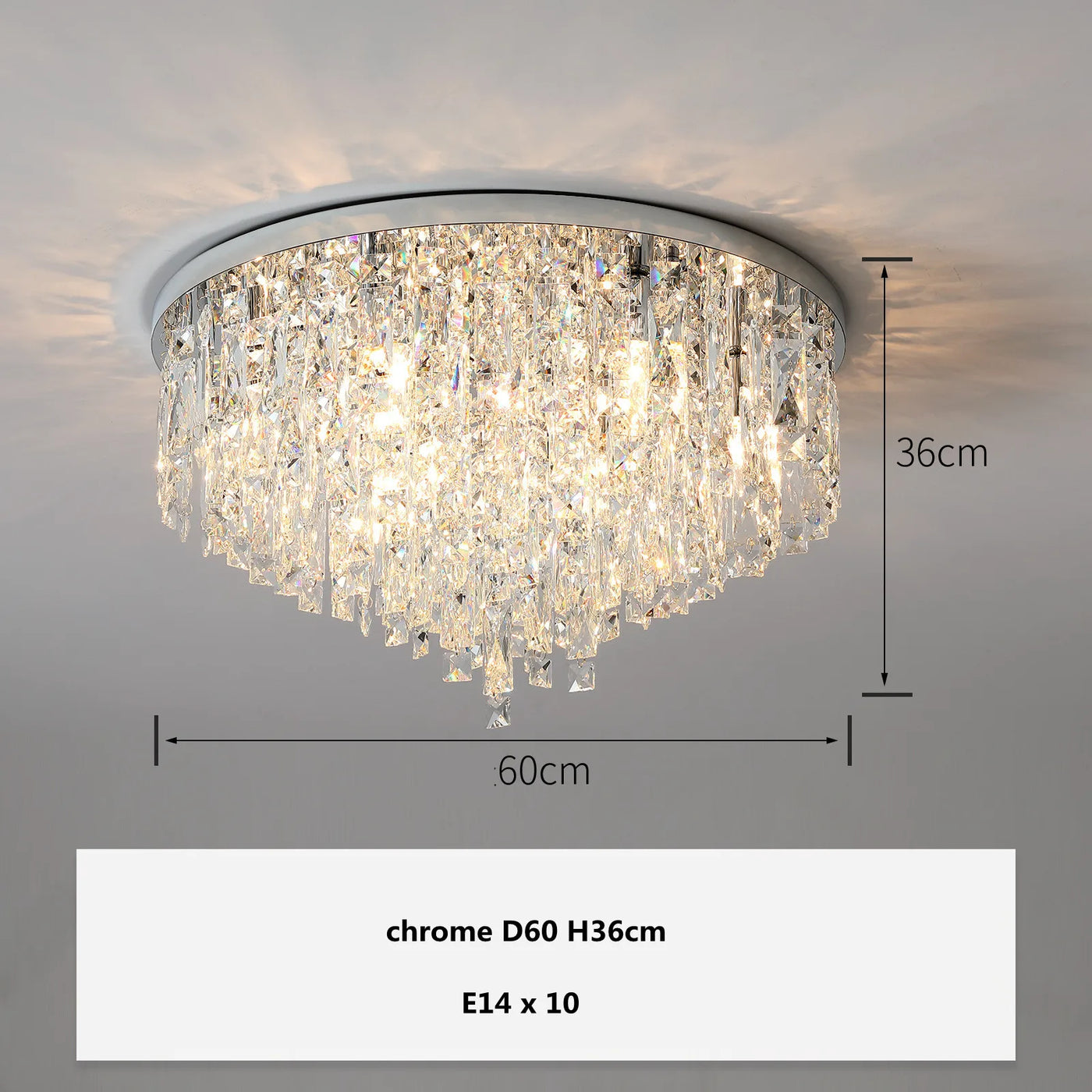plafonnier led moderne en acier chromé avec cristaux k9 art déco