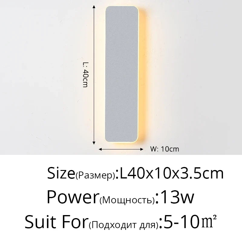 Applique murale LED lampe avec interrupteur tactile chambre chevet intérieur escalier luminaire carré et rectangle lumière 10W 12W 13W wandlamp