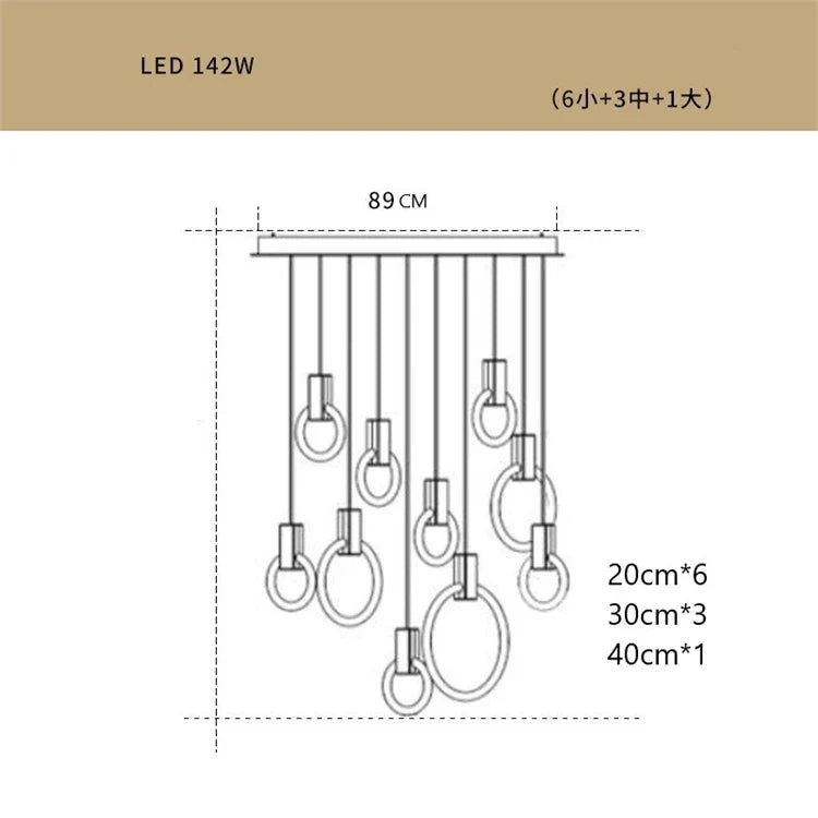 lustre led suspendu style loft pour escalier