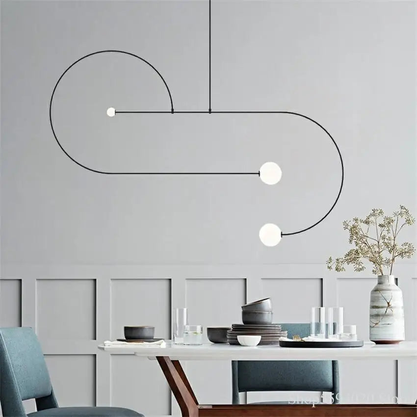 lustre à led géométrique en fer design moderne suspendu