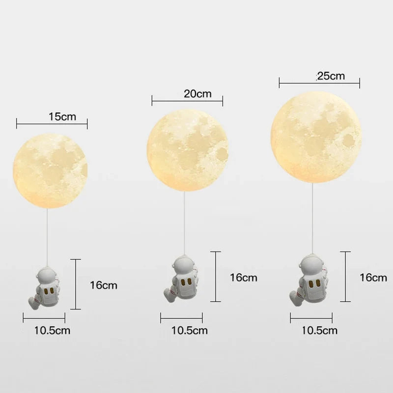 applique murale d'astronaute 3d avec lumières de lune pour enfants