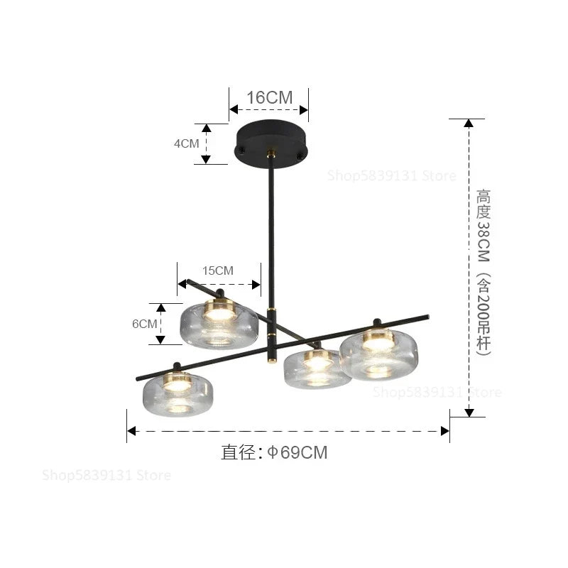 lustre post-moderne de luxe en verre nordique éclairage led