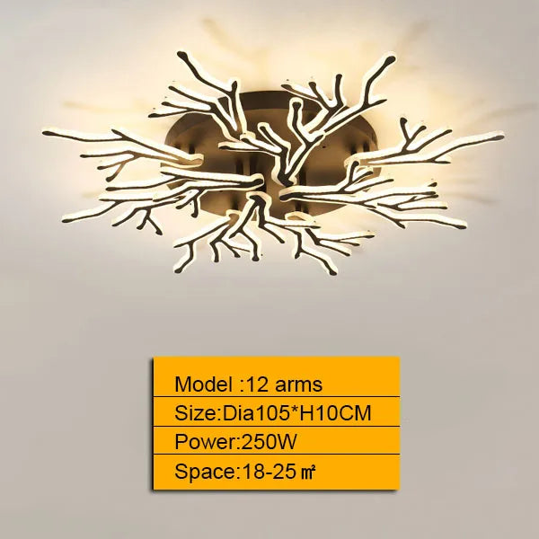 lustre moderne à bras multiples avec télécommande en aluminium acrylique