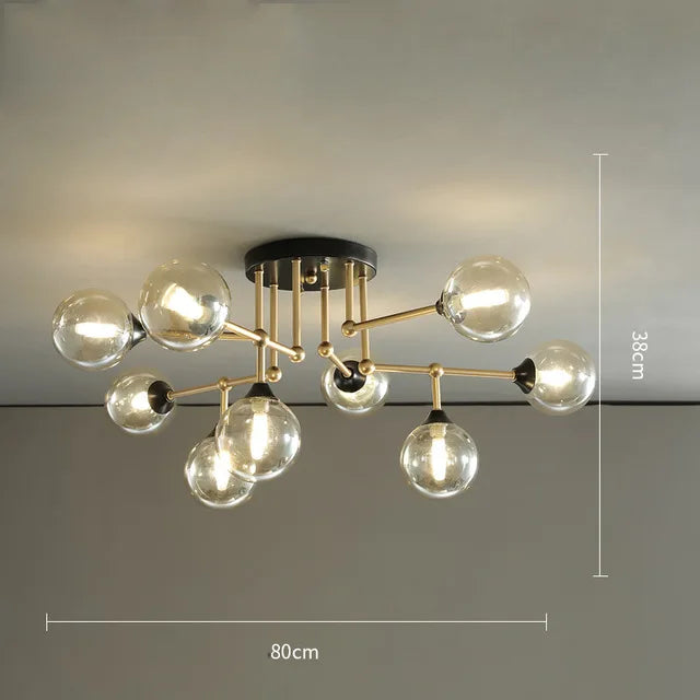 lustre moderne en verre avec éclairage décoratif design contemporain