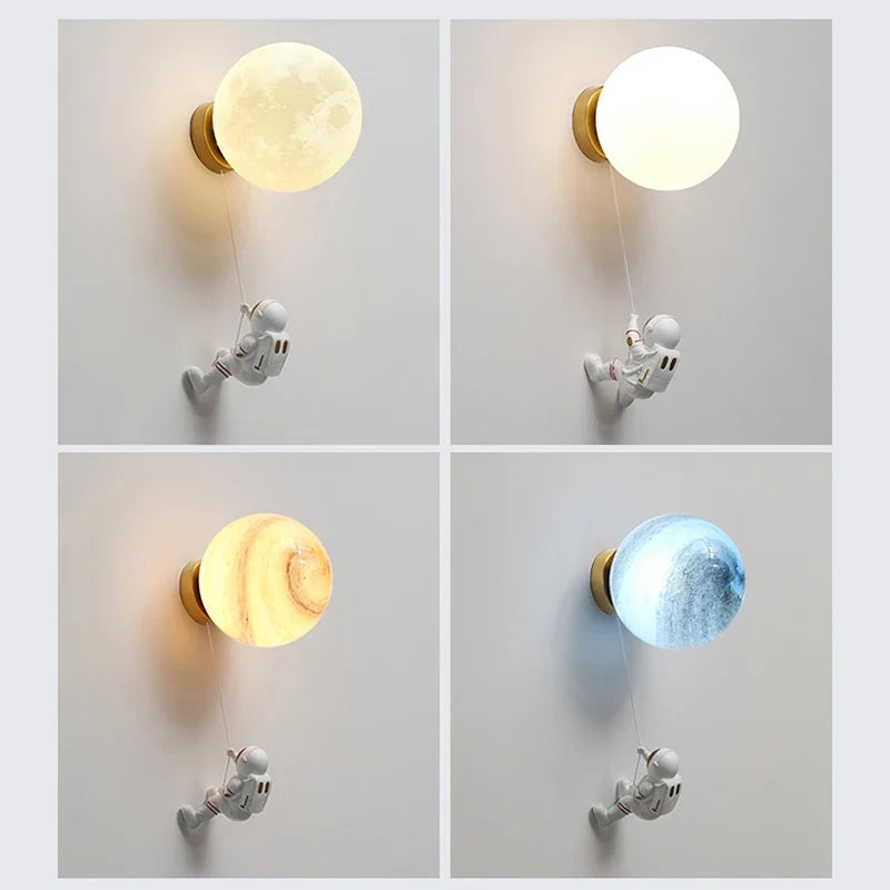 applique murale lune nordique pour chambre d'enfants en cuivre
