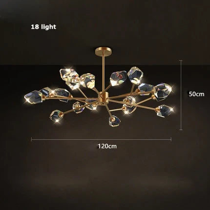 lustre en cristal et cuivre style art déco design moderne