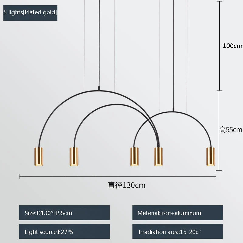 suspension moderne à trois têtes design créatif et élégant