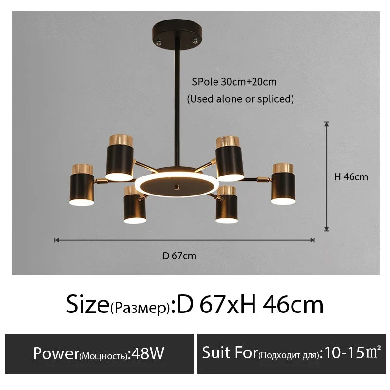 lustre nordique moderne pour éclairage intérieur décoratif