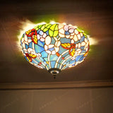 plafonnier fleurs papillons style campagne lampes rétro en verre artisanales