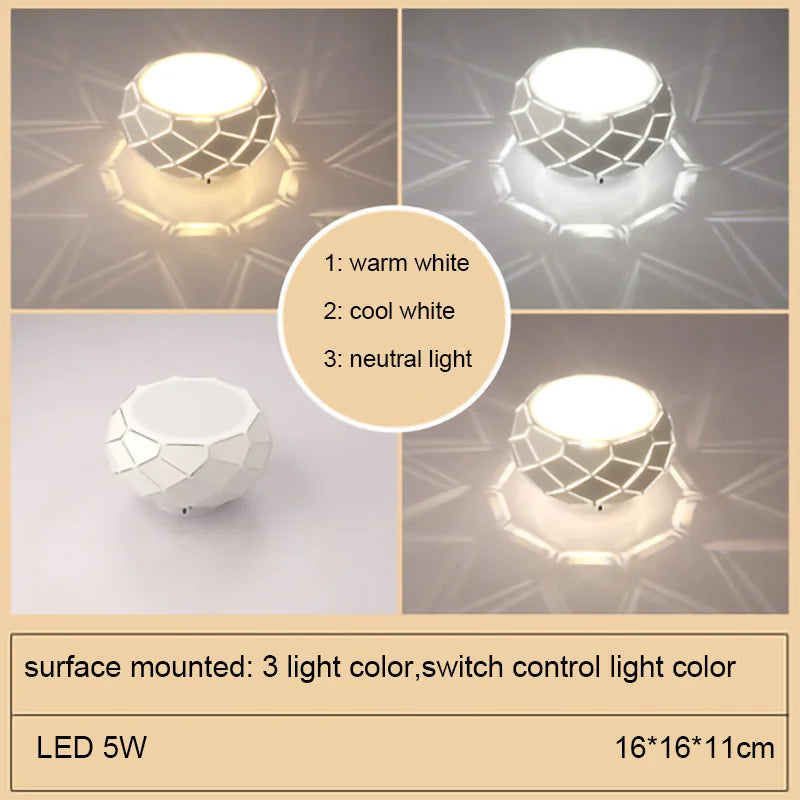 Plafonnier LED moderne simplicité 5W 12W