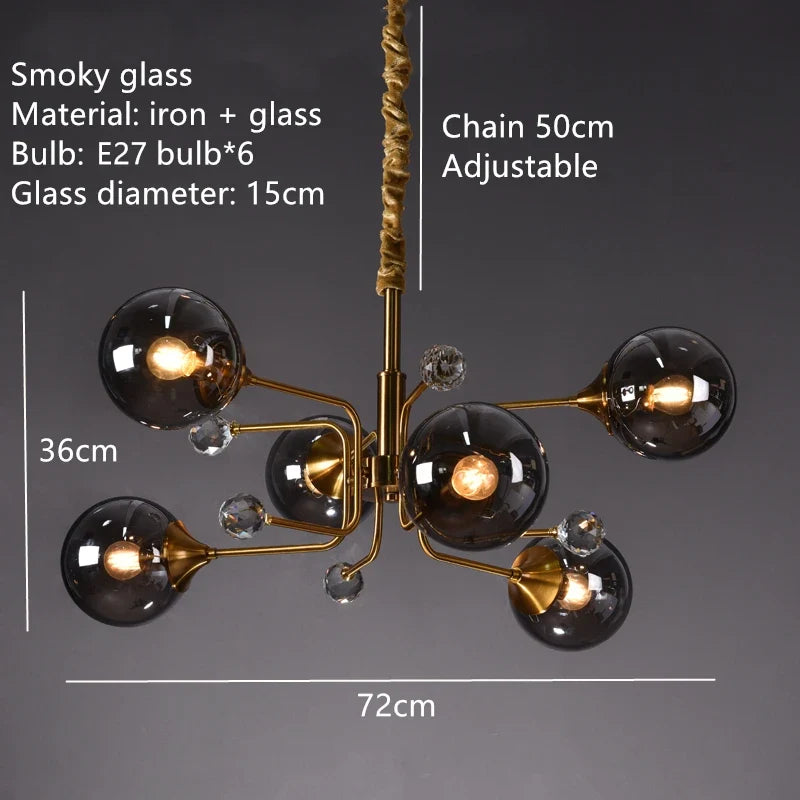 suspension nordique en verre transparent pour intérieur réglable