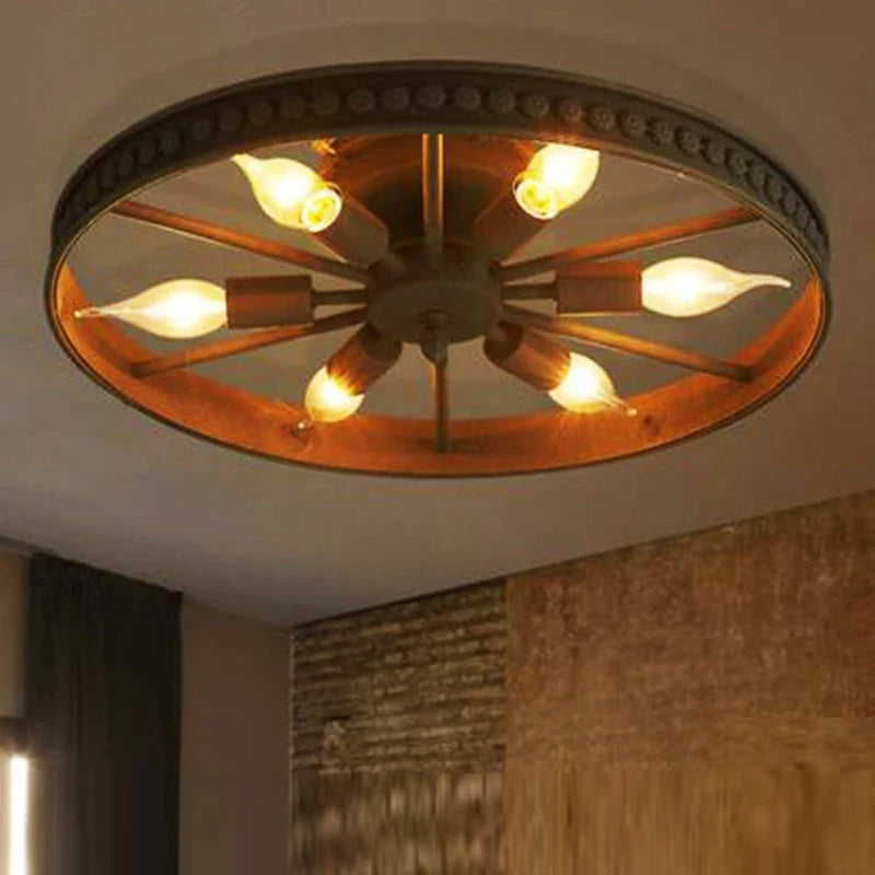 plafonnier rond en fer design industriel rétro décoratif