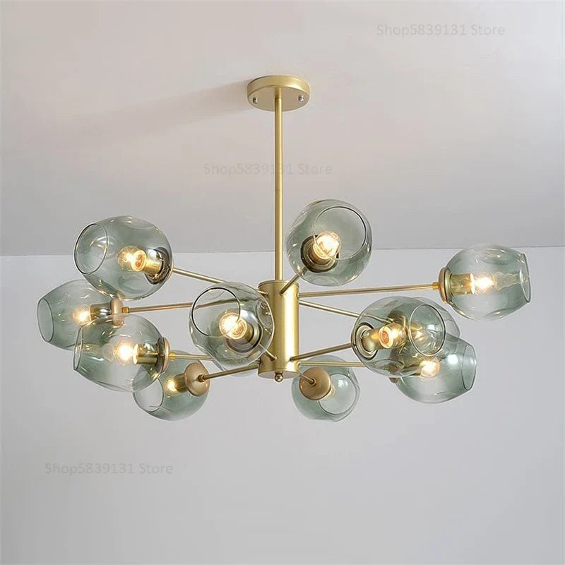 lustre nordique moderne en verre et fer pour décoration