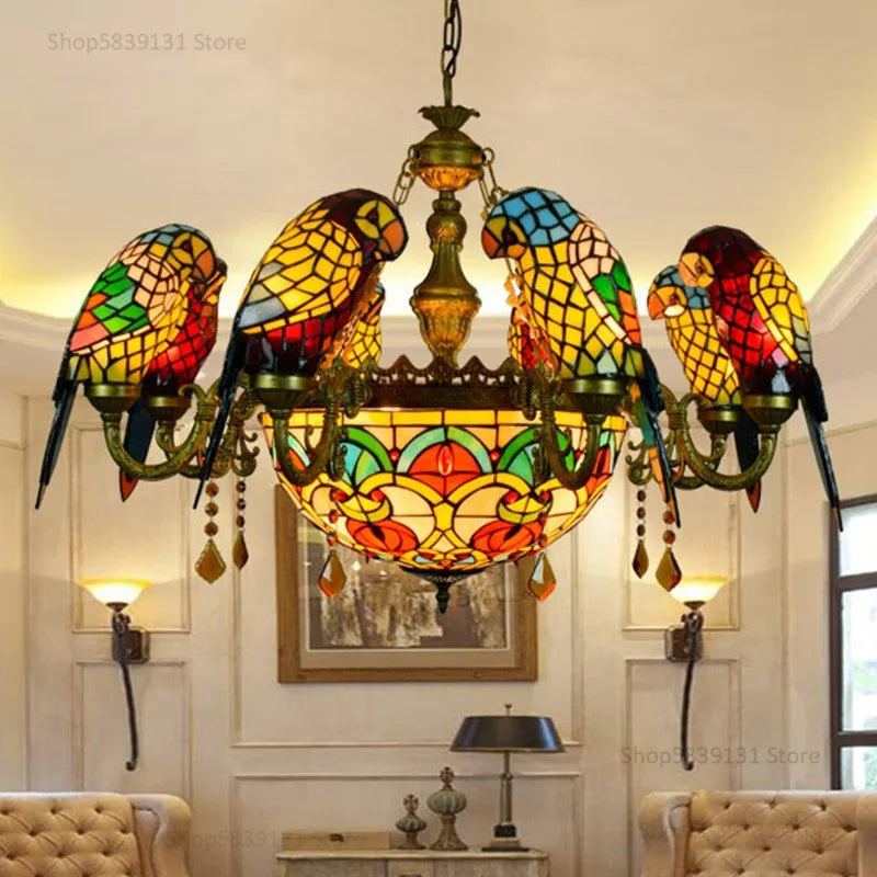 lustre suspendu led perroquet en verre post-moderne rétro américain