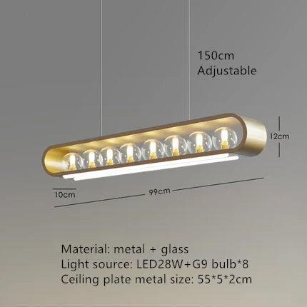lustre design en verre transparent avec cordon réglable