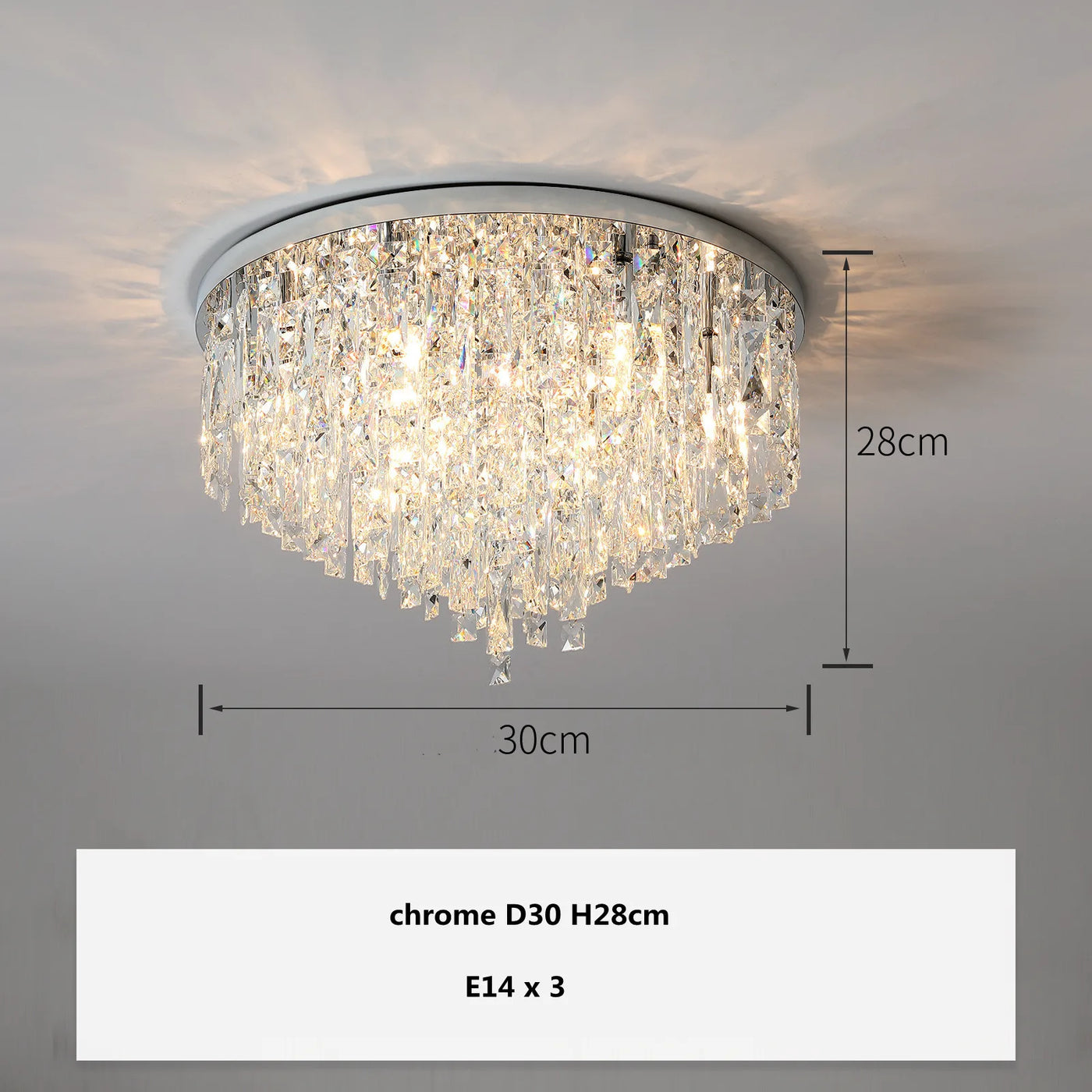 plafonnier led moderne en acier chromé avec cristaux k9 art déco