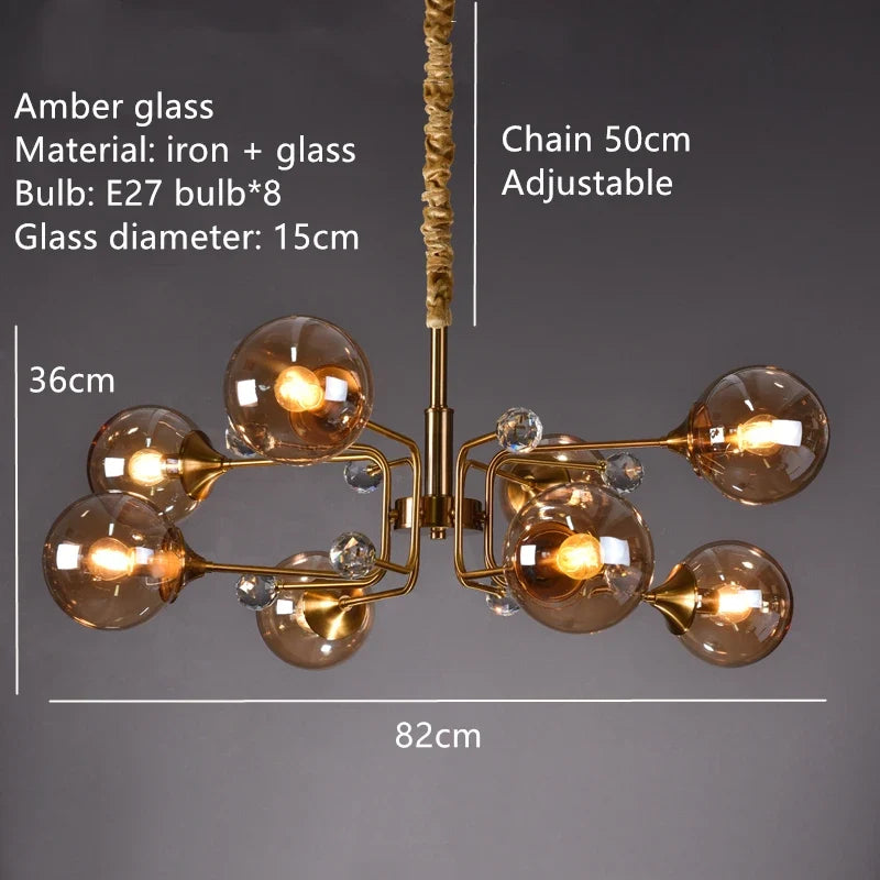 suspension nordique en verre transparent pour intérieur réglable