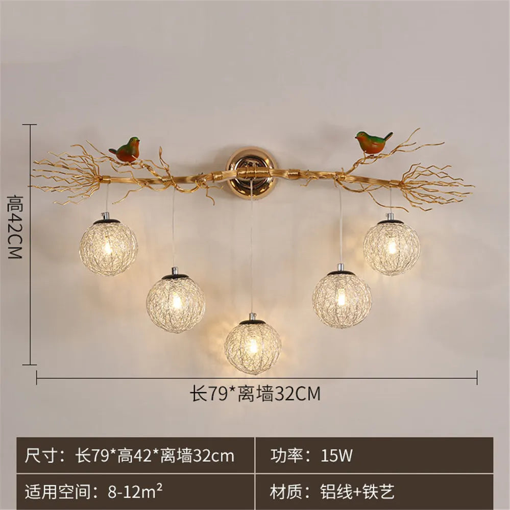 applique murale nordique en aluminium nid d'oiseau led romantique