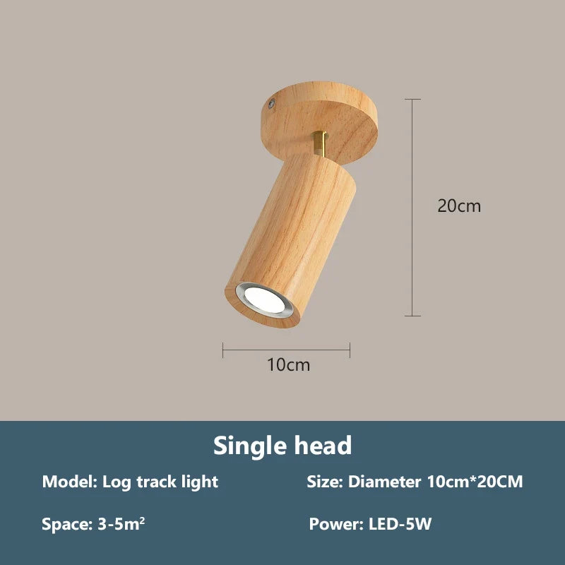 Plafonnier projecteurs spots sur rail LED nordique salon mur allée barre éclairage magasin de vêtements en bois