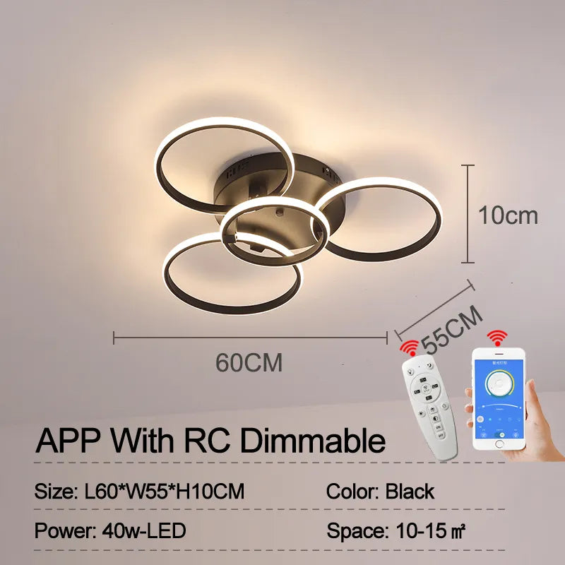 plafonnier NEO Gleam plafond moderne à LEDs lumières RC Dimmable cercle anneaux concepteur pour salon chambre