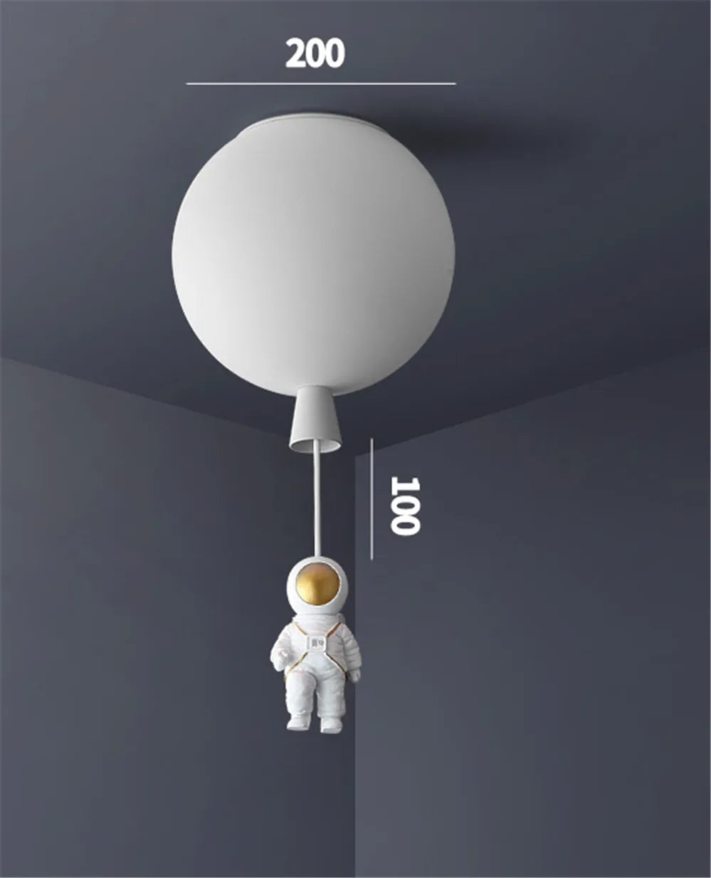 plafonnier led nordique avec astronaute et ballons pour enfants