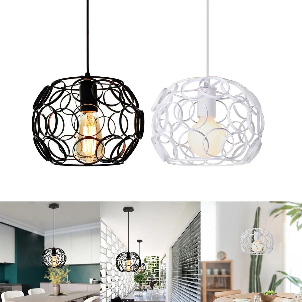luminaire suspendu industriel rétro avec cage métallique led moderne