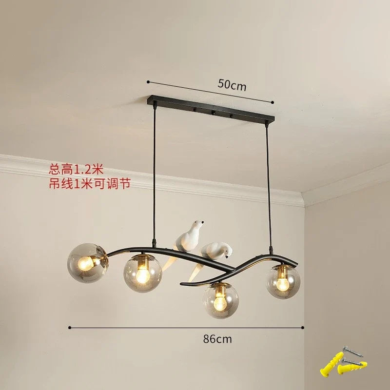 lampe d'oiseau nordique lustre moderne abat-jour en verre led