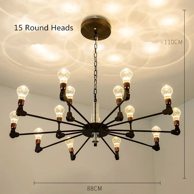 lustre nordique créatif en fer et cristal moderne