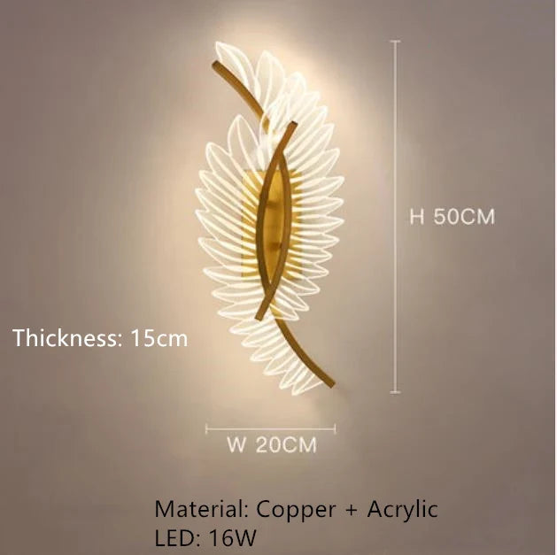 applique murale led nordique en laiton avec ailes d'ange