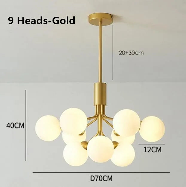 Lustre boule de verre nordique Led or luxe chambre cuisine lampe magique haricot Apiales lustres pour salle à manger café éclairage
