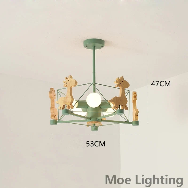 suspension girafe en bois à led pour enfants
