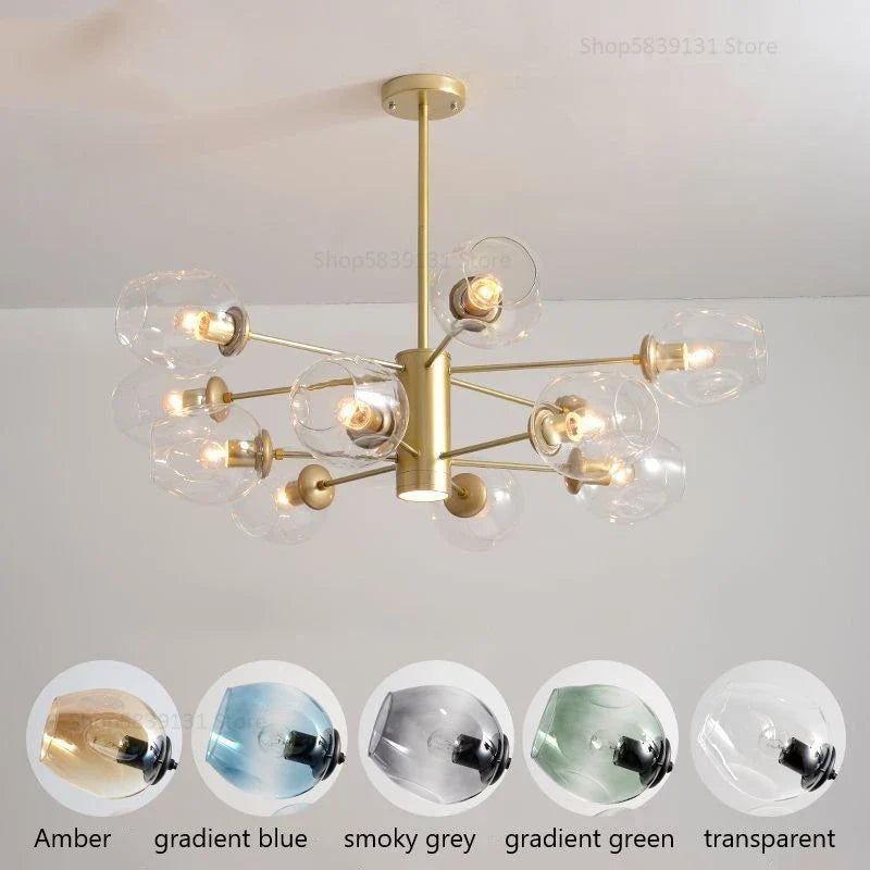 lustre nordique moderne en verre et fer pour décoration