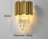 Crystal Wall Light, Gold Black Finish Wall Sconce, Modern K9 Crystal Drops Shade Wall Lamp Bedroom Living Room Lighting
